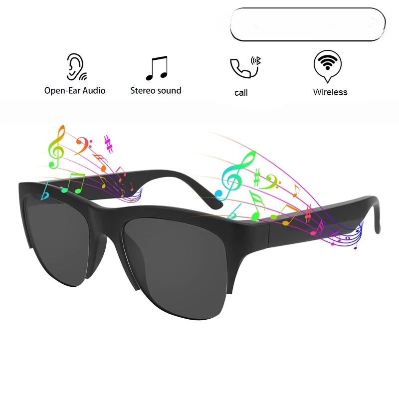 Smart Glasses Wireless Bluetooth Sunglasses Built-in Microphone Speakers Touch & Voice Assistant Compatible Glass for Men Women