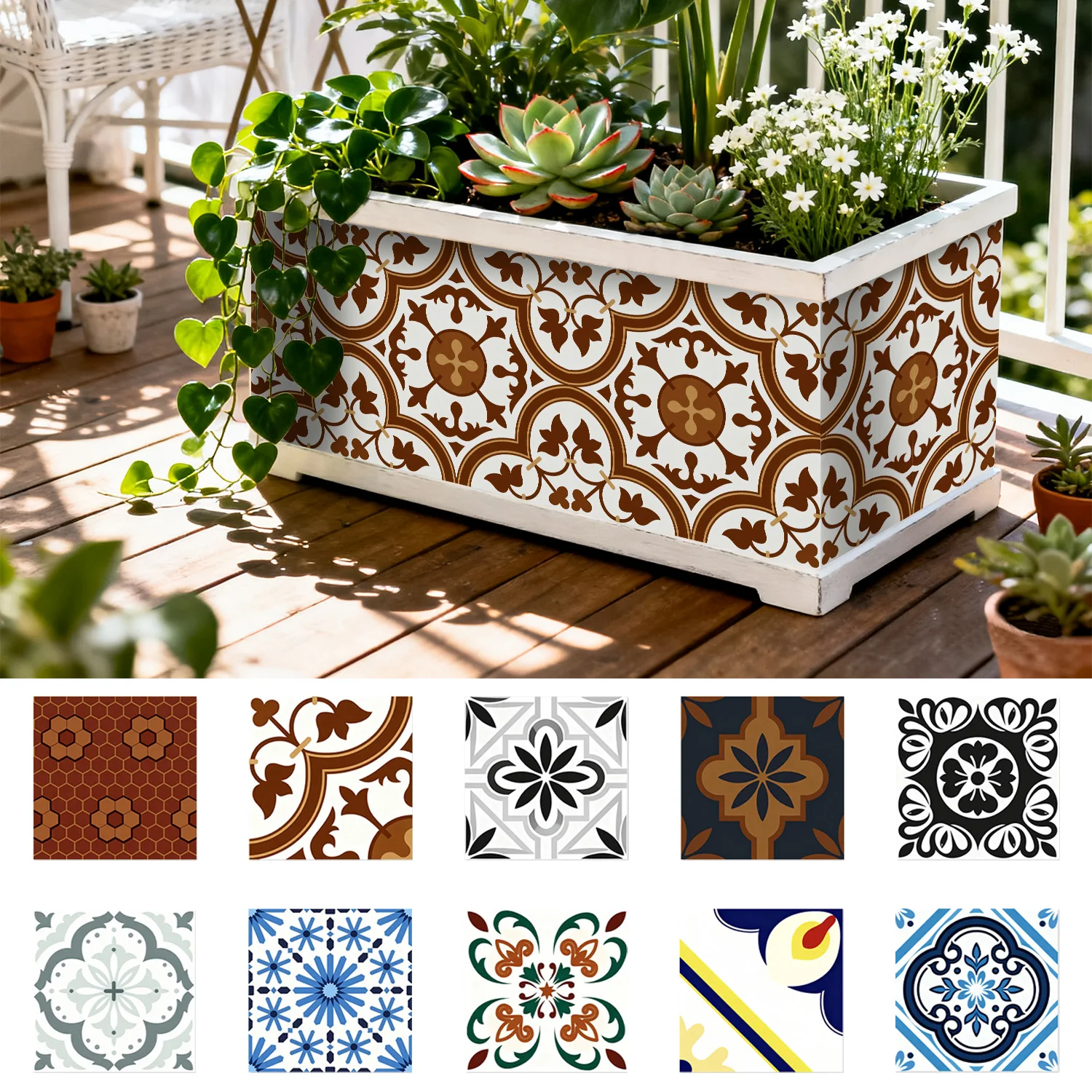 

24PCS 10-Style Retro Self-Adhesive Tile Stickers (FHZ-081~FHZ-090) HD Matte Wall Decor for Kitchen Bathroom 10/15/20cm