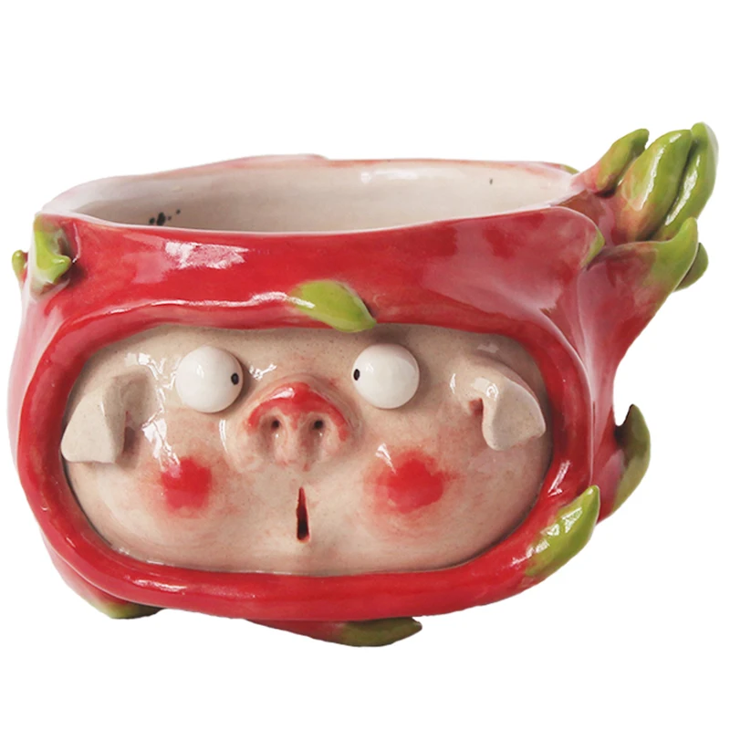 

Catering utensils Pig Pig Dragon Fruit Yogurt Bowl Cute Jingdezhen Creative Handmade Bizarre Instant Noodles Pig Bowl