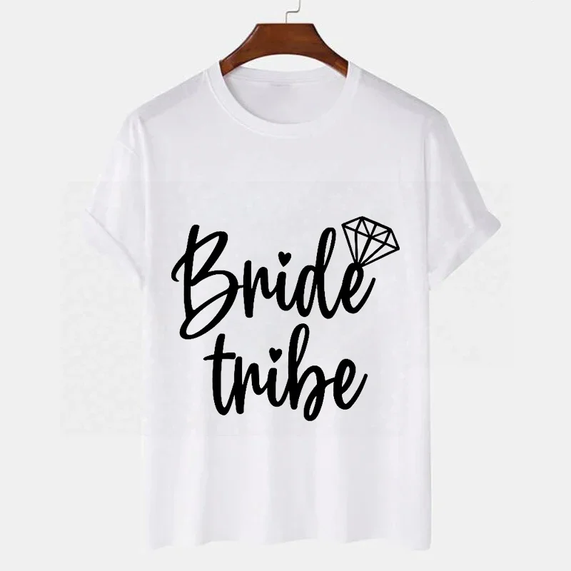 T-shirts for Women Casual Ladies Fashion Female Graphic Tee Women Bride Tribe Summer T Clothing T-shirt Bridal Party Ladies Tops