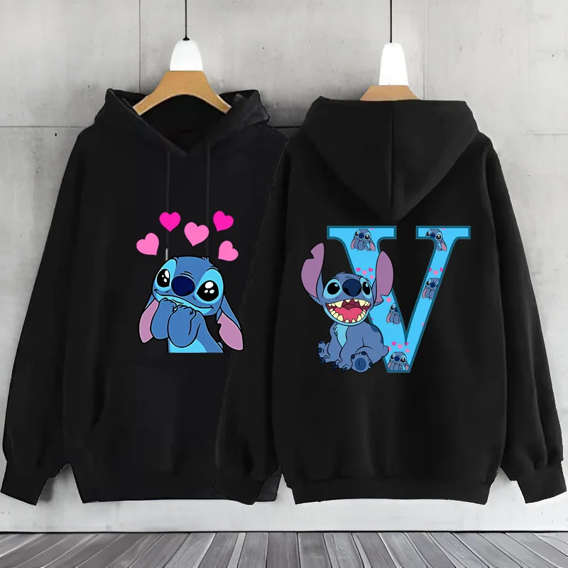 Stitch Disney Hoodie Y2k Clothes 26 English Letters Hooded Shirt Woman Clothes Long Sleeve Stitch Women\'s Y2k Hoodie Clothes