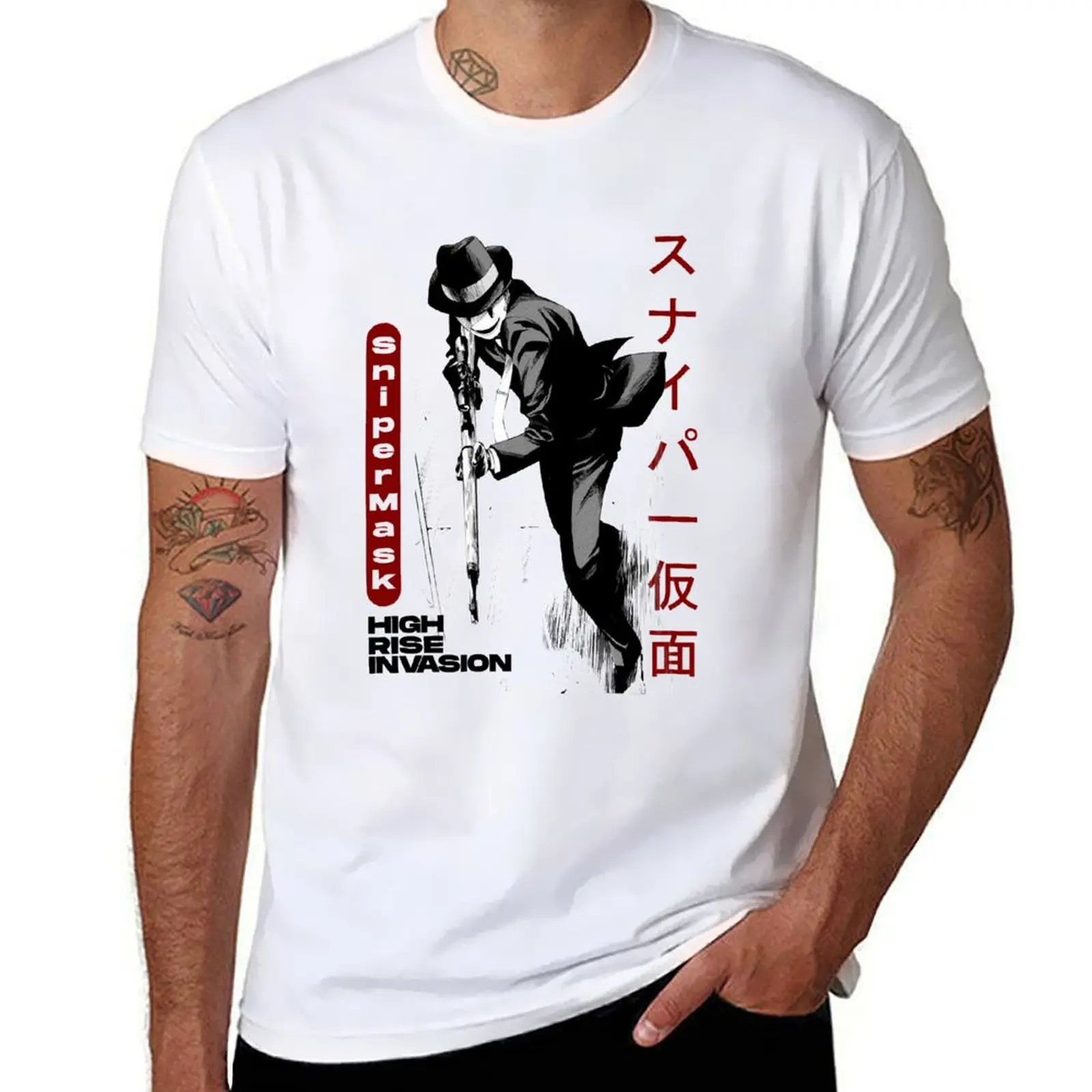 High Rise invasion-Sniper mask T-Shirt Basic Regular Fit Casual T-Shirt