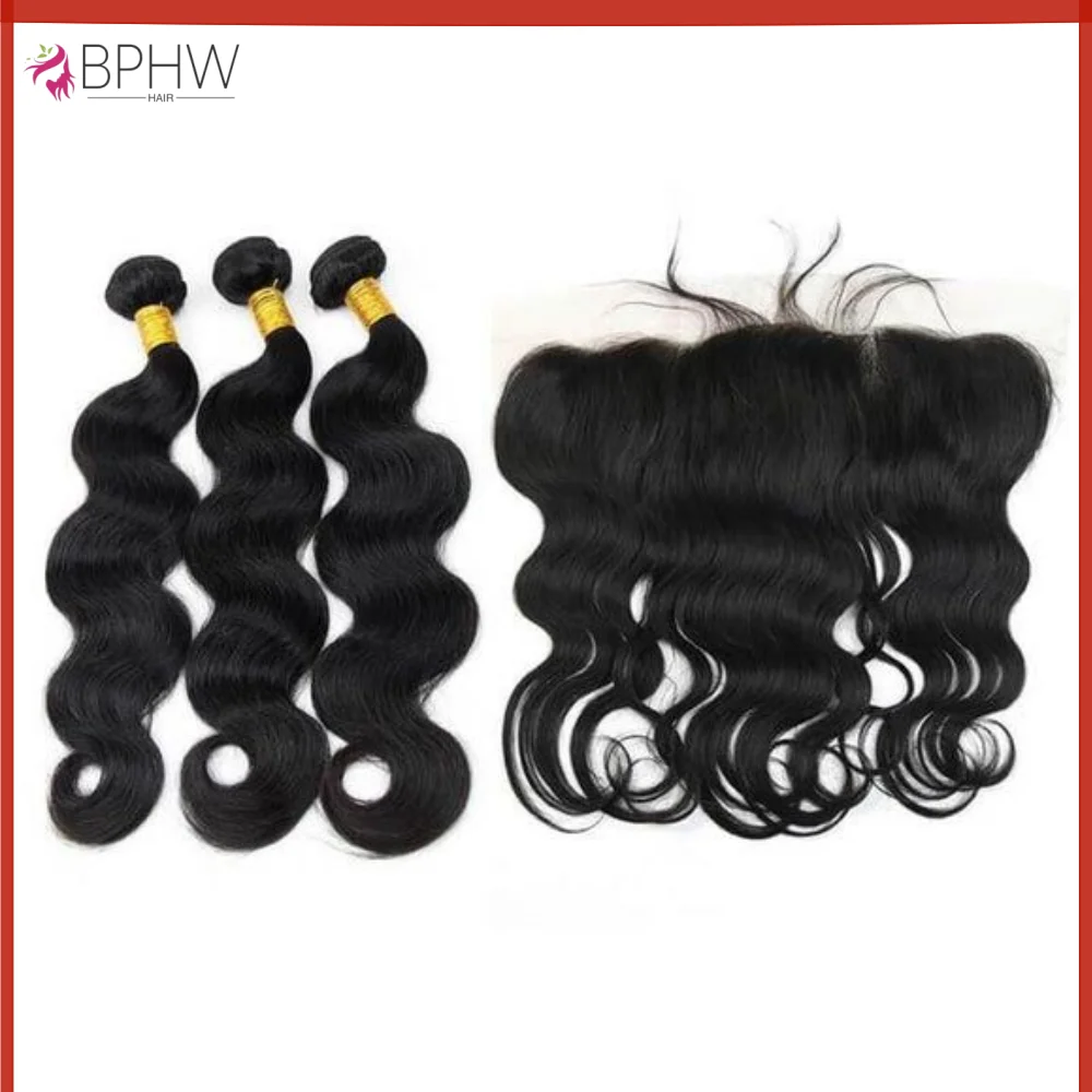 

12A Body Wave 3 Bundles With 13x4 lace Frontal 100% Human Hair Extensions 30Inch Brazilian Hair For Black Women Virgin Hair BPHW
