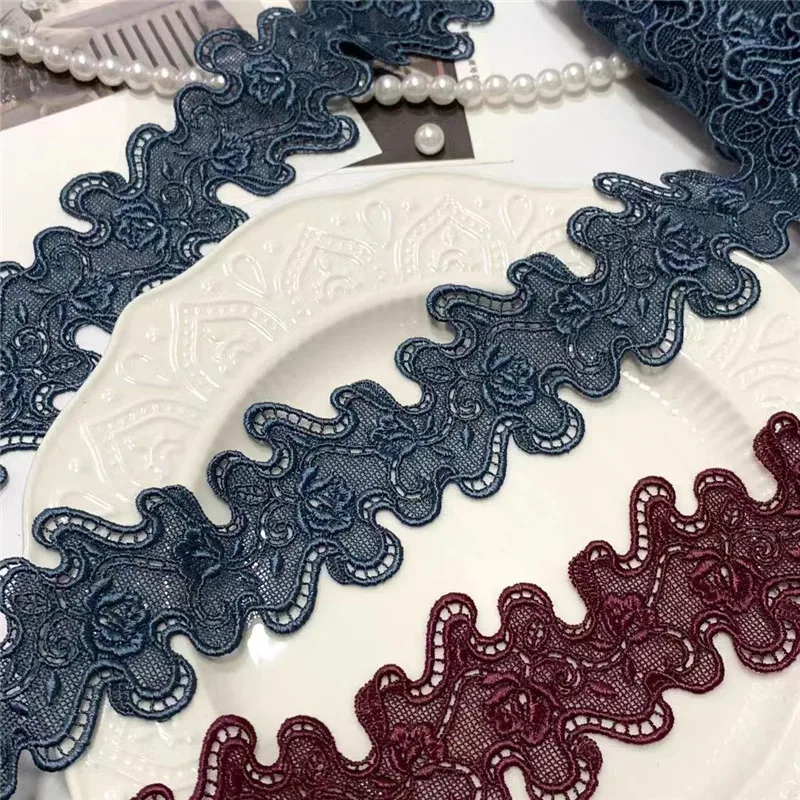 15Yards 5Cm Width Red Blue Gradient Hollow Flower Venise Diy Venice Lace Clothing Accessories Of Various Garment,Bra.Skirt