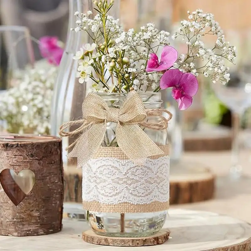 Oster-Sackleinen-Bänder mit Kabel, natürliches, solides Stoffband, kreative Hochzeit, Ostern, verdrahtete Bänder, Dekoration zum Sammeln zu Hause