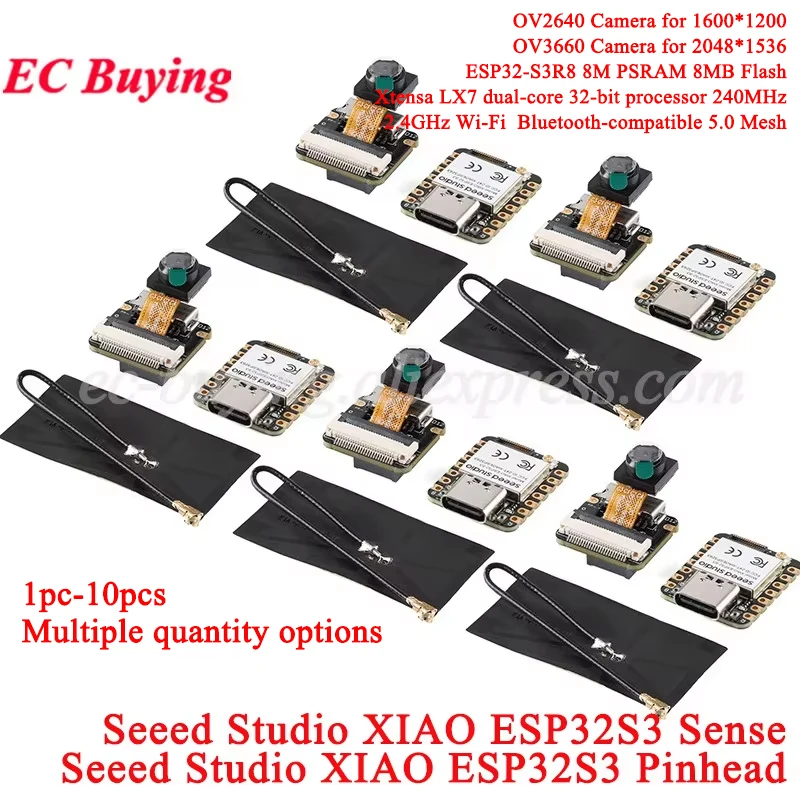 1-10Pcs Seeed Studio XIAO ESP32S3 Sense Seeeduino ESP32-S3 2.4G WiFi BLE Mesh 5.0 Wi-Fi OV2640 OV2640 Camera Module For Arduino