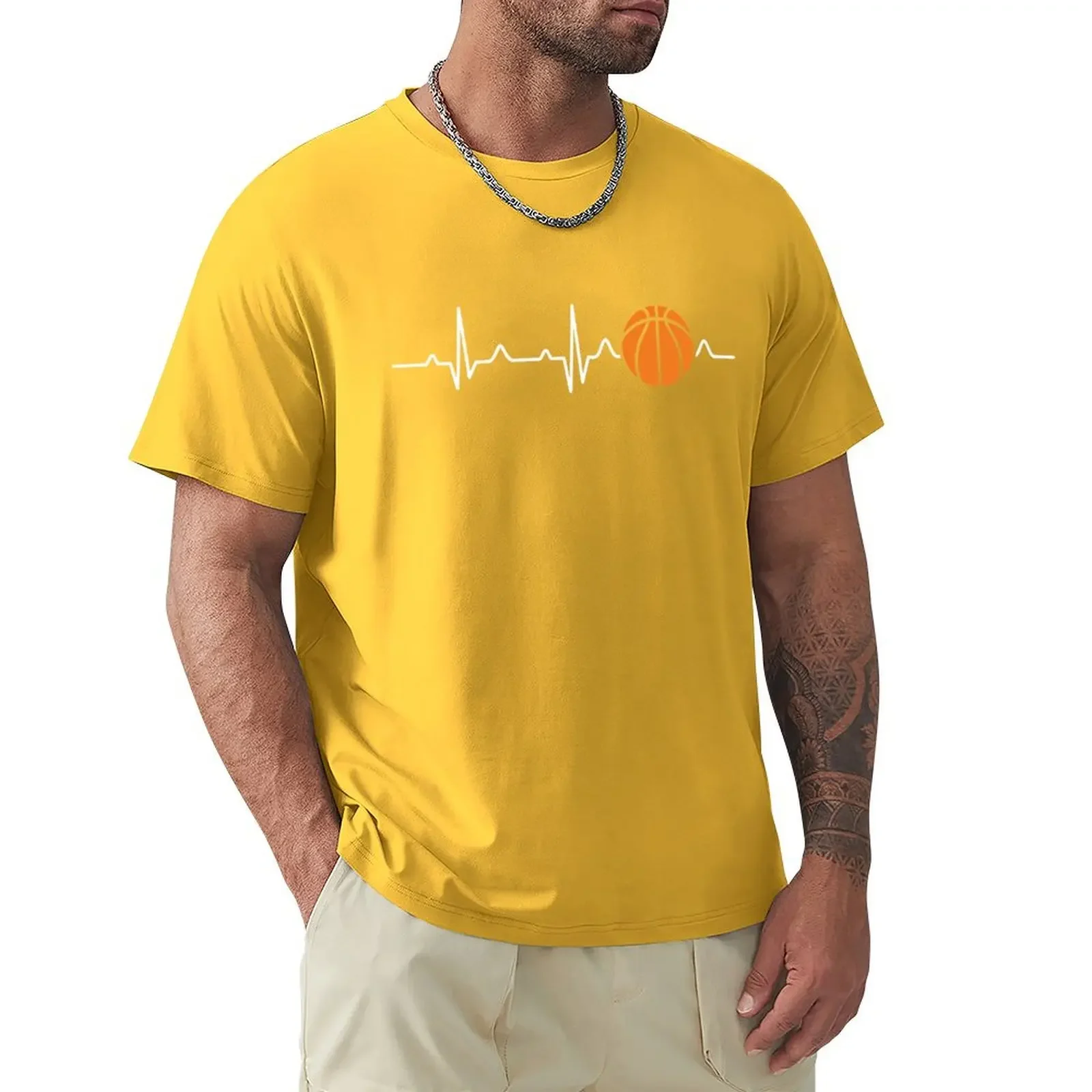 Basketball Heartbeat T Shirt Harajuku Short Sleeve T-shirt 100% Cotton Graphics Tshirt Tops