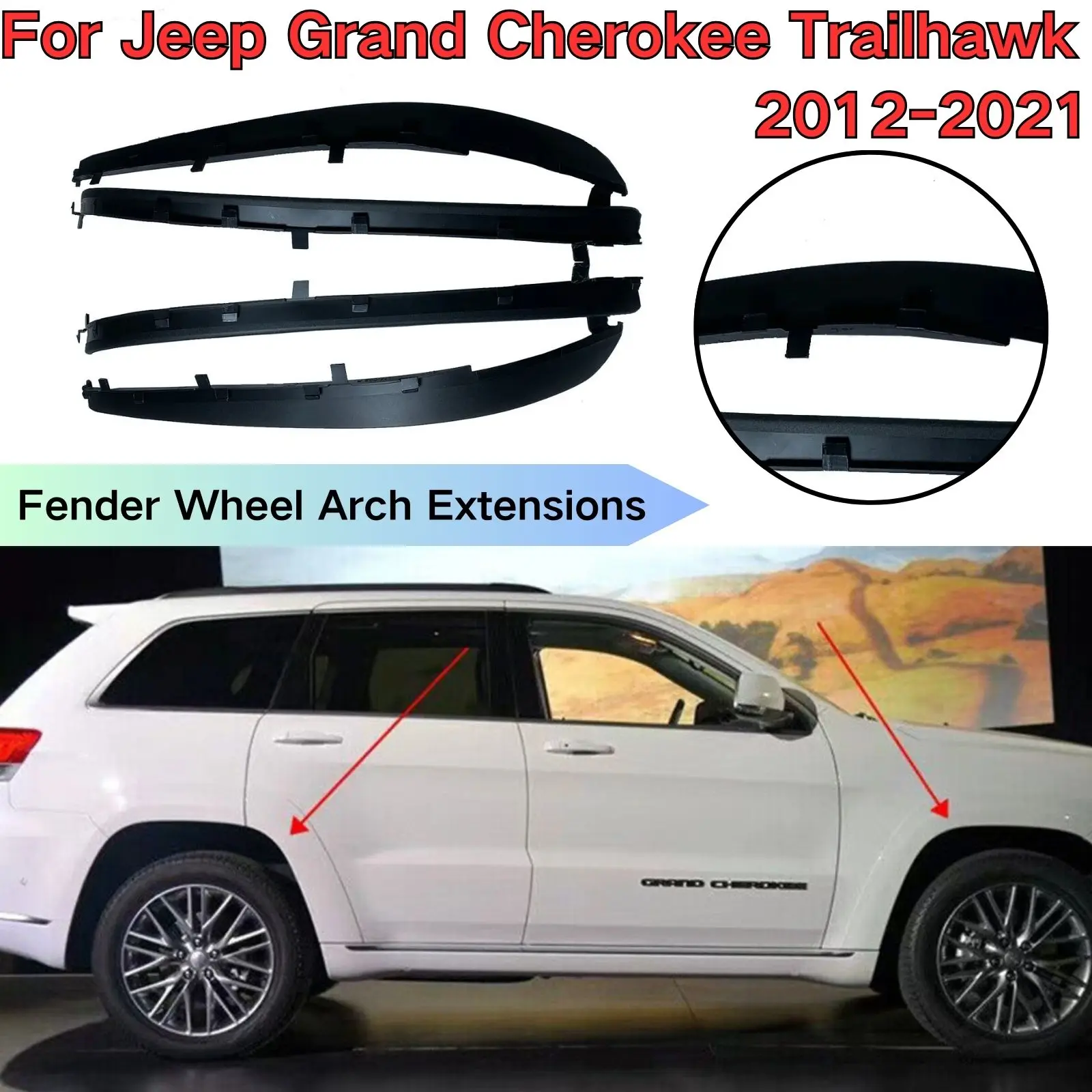 

Fender Wheel Eyebrow Arch Extensions Mudguard For Jeep Grand Cherokee Trailhawk 2012 2013 2014 2015 2016 2017 2018 2021