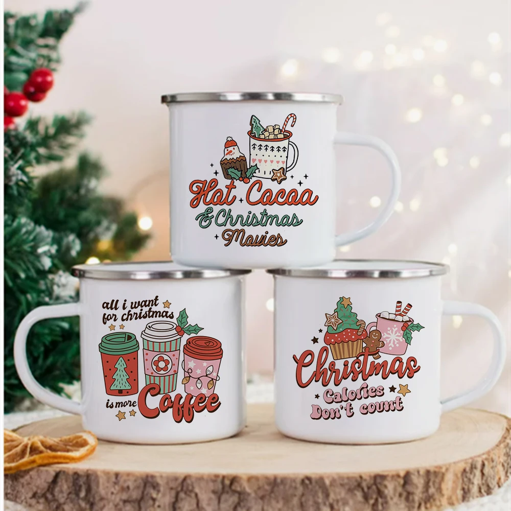 Christmas Calories Don't Count Print Cup Winter Party Coffee Mugs Dessert Hot Cocoa Cake Handle Cup Xmas Gift for Family Friends