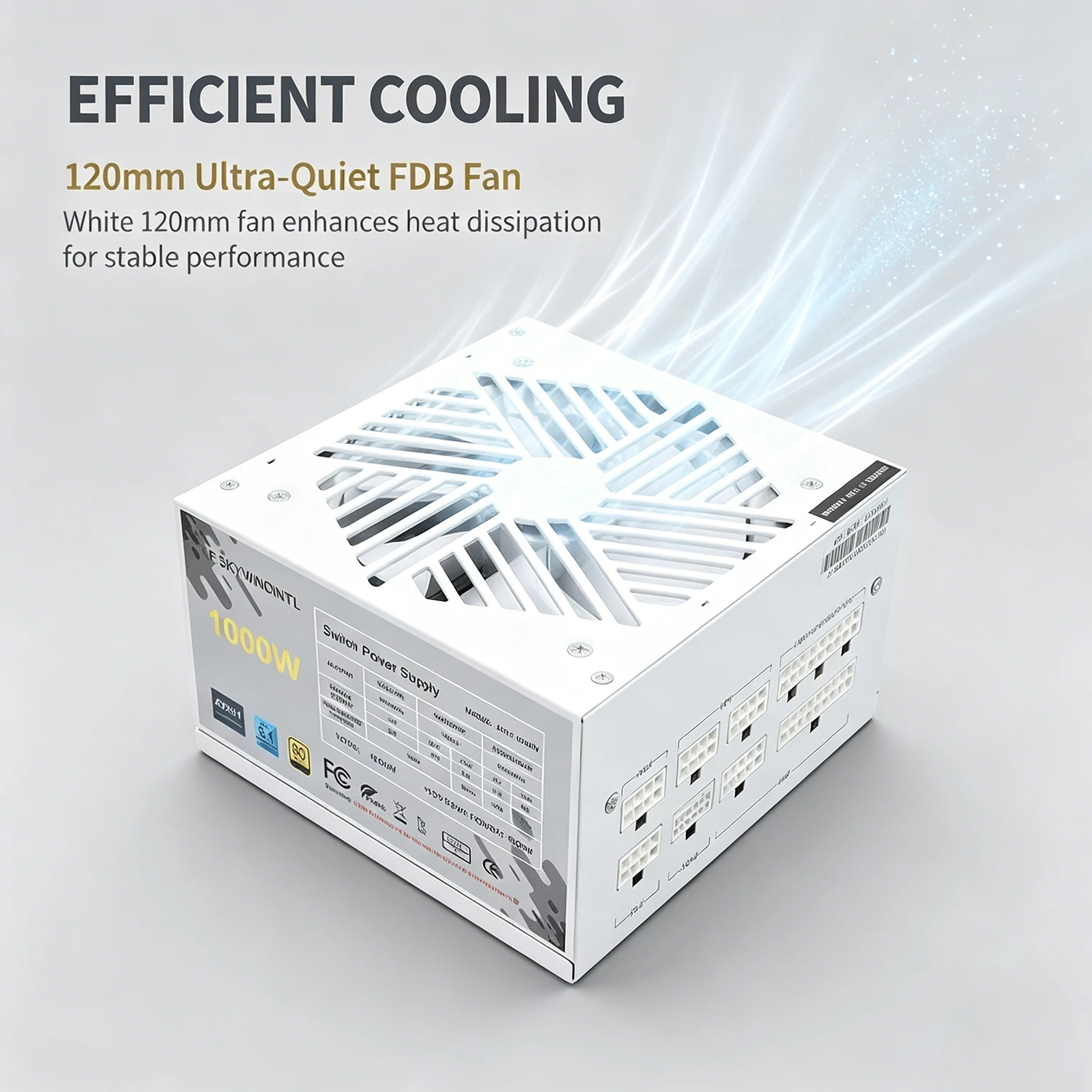 1000W ATX 3.1 & PCIe 5.1 80PLUS GOLD Power Supply, 100-240V Active PFC ATX PSU with 120mm Ultra-Quiet FDB Fan for PC Server