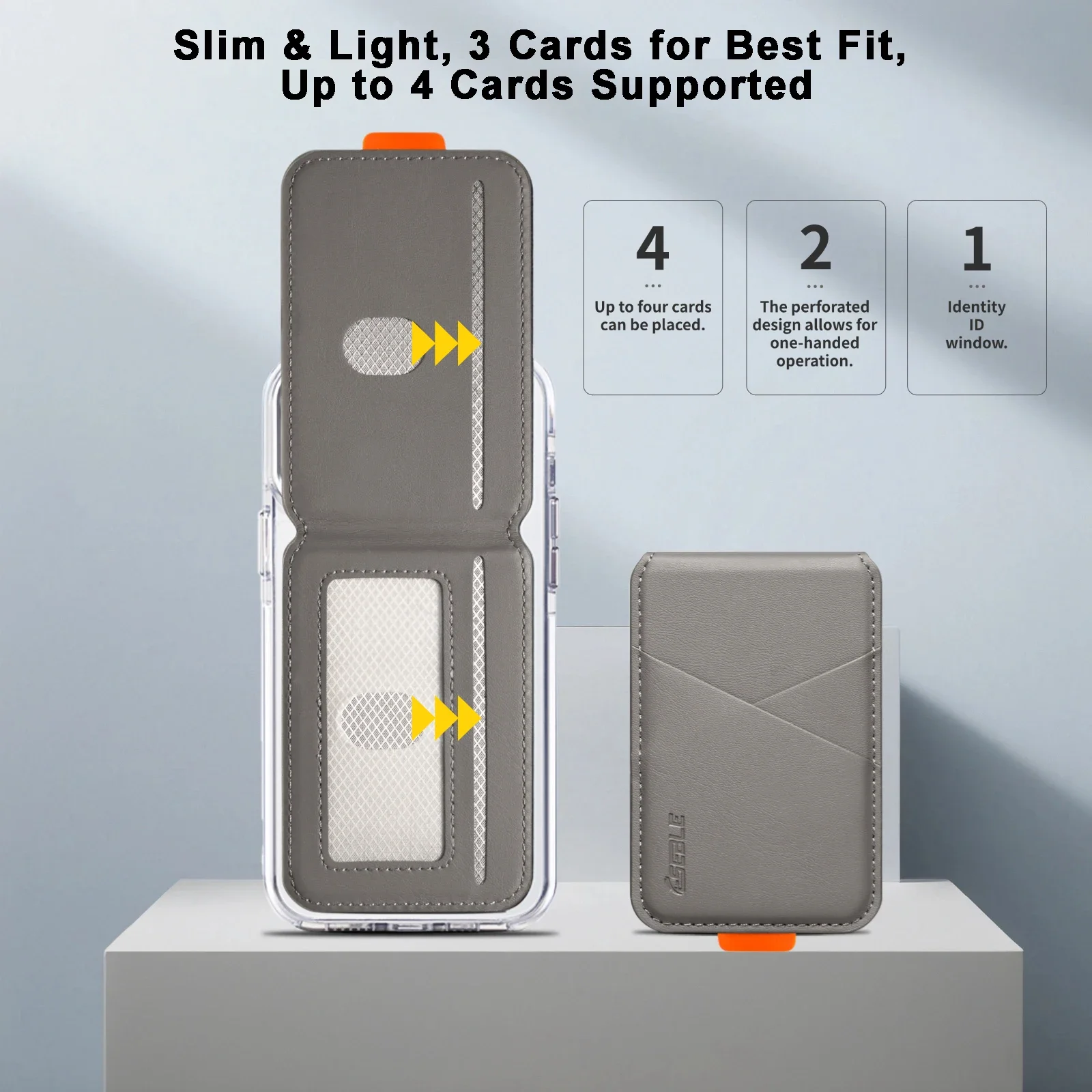Porta Tarjetas Magnético para Teléfono de Cuero PU Premium, Cartera con Protección RFID Anti-Robo de Datos Compatible con Teléfonos Inteligentes con Carga Inalámbrica Magnética, 2027