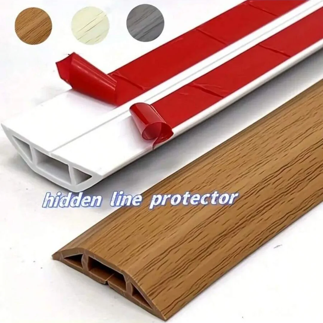 1PC 1m/39.37inch Pvc Floor Wire Cover Self-adhesive Power Cable Protector Electric Wire Duct Slot Cable Sleeves Hider Covers