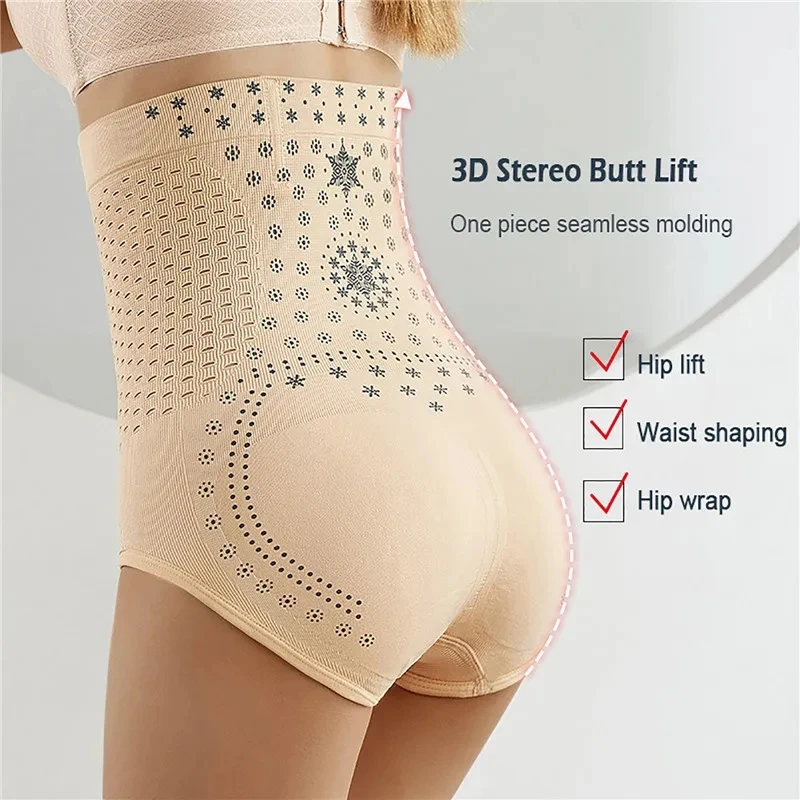 Unique Fiber Restoration Shaper Brief Women Tummy Control Shapewear Hollow Out Fat Burning Slimming High Waist Underwear Panties