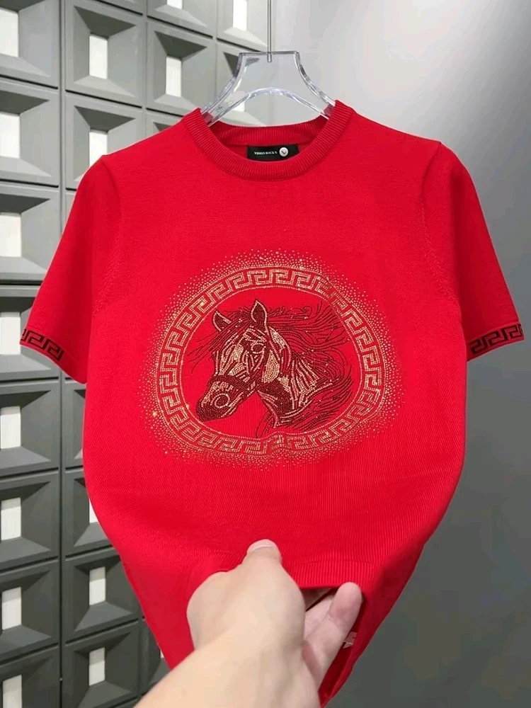 

Winter Men's Knitted Sweater ort Sve round Ne T-irt Luxury Faion Casual Sle Year Luy Year New Arrival