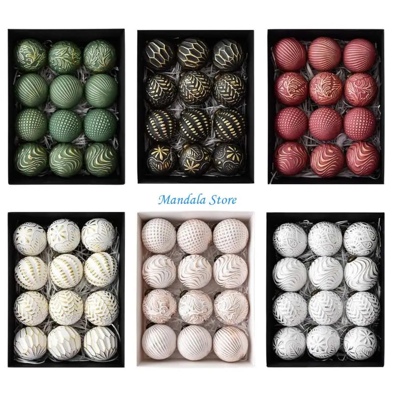 

U2JC 12Pcs Shimmering Christmas Ball Baubles Ornament For Tree Wreath Winter Holiday