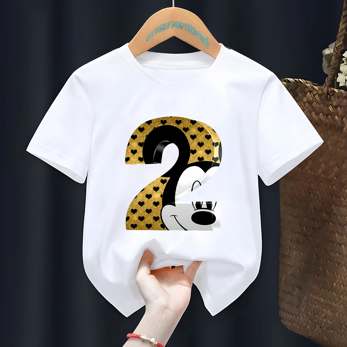 Baju musim panas anak perempuan, baju musim panas anak perempuan, kaus lengan pendek, kaus Disney, kartun, Mickey, Mouse, kasual, mode katun, pesta ulang tahun, Kaus anak perempuan