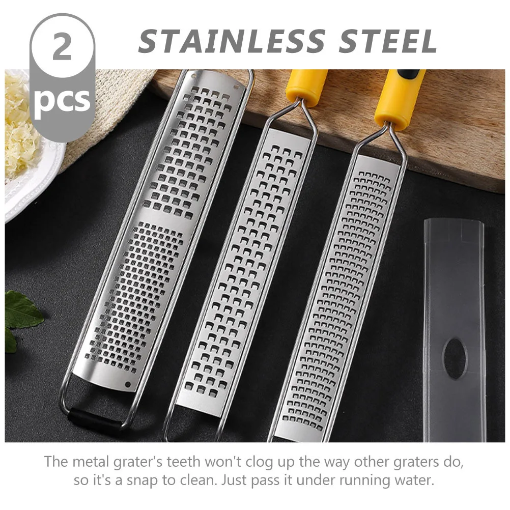 

2pcs Stainless Steel Cheese Grater Long Handle Non-Slip For Hard Cheese Chocolate Citrus Zest Multipurpose Kitchen Gadget Slicer
