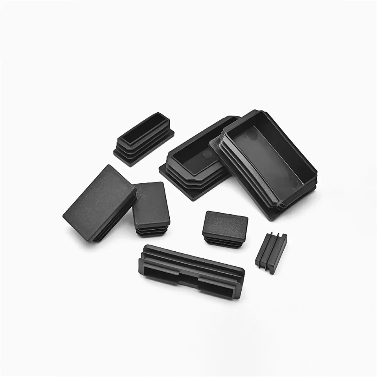 สีดําสแควร์พลาสติก Blanking End CAPS ขาเฟอร์นิเจอร์ท่อแทรกปลั๊ก Bung ตกแต่งฝุ่น 10x10mm-100x100mm