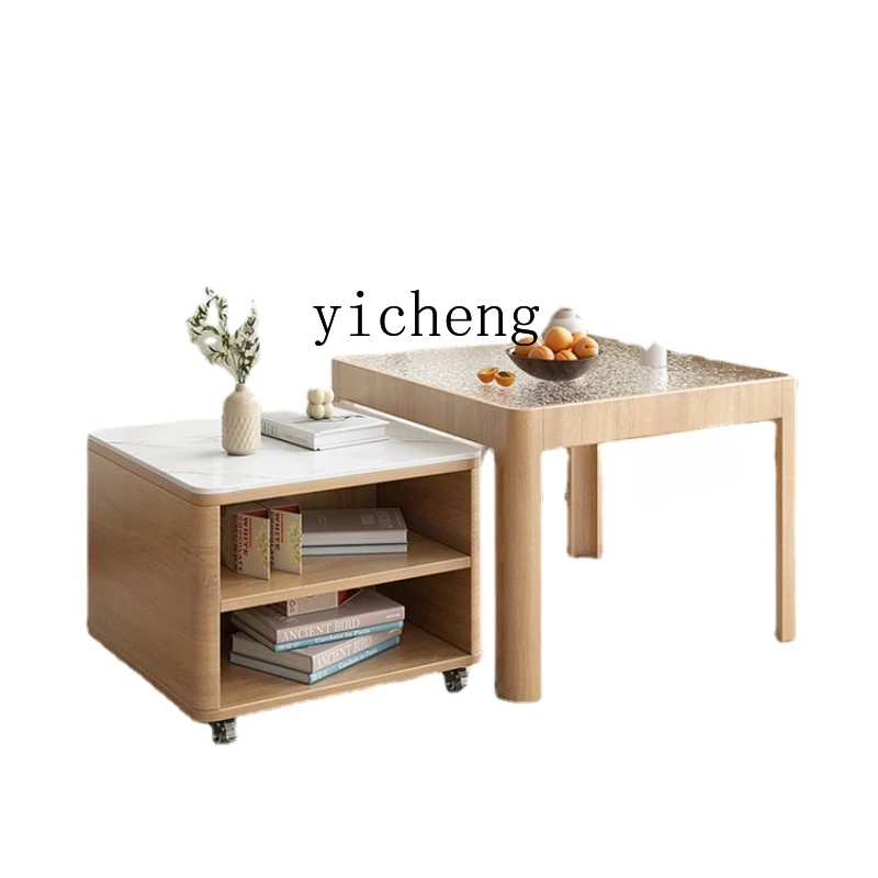 

Zc Solid wood coffee table living room home modern minimalist tea table storage cabinet combination