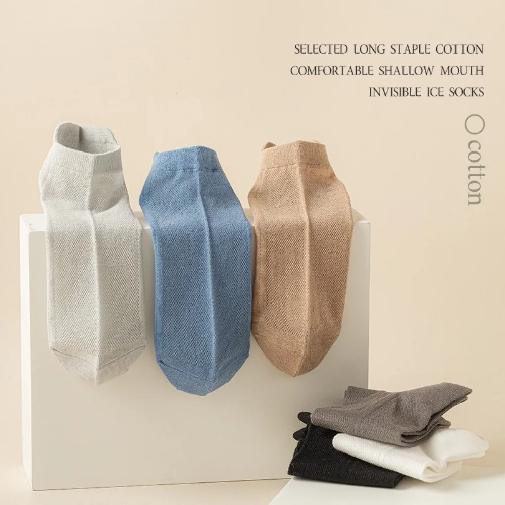 Calcetines cortos diarios con pestañas para las orejas, calcetines antideslizantes y transpirables para hombre, calcetines de malla absorbentes para el sudor, verano