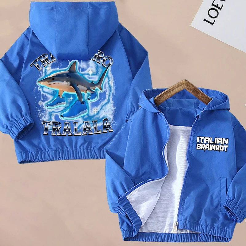 

New Italian Brainrot Kids Hoodie Jacket Tralalero Tralala Tung Tung Sahur Printed Hoodies Coat Autumn Winter Children Clothing