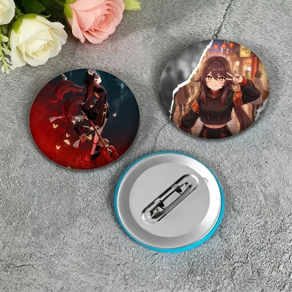 G-Genshin Impact H-Hu Tao Liyue  25mm 32mm 44mm 58mm 75mm Brooches Badges Pins for Accessories Gift