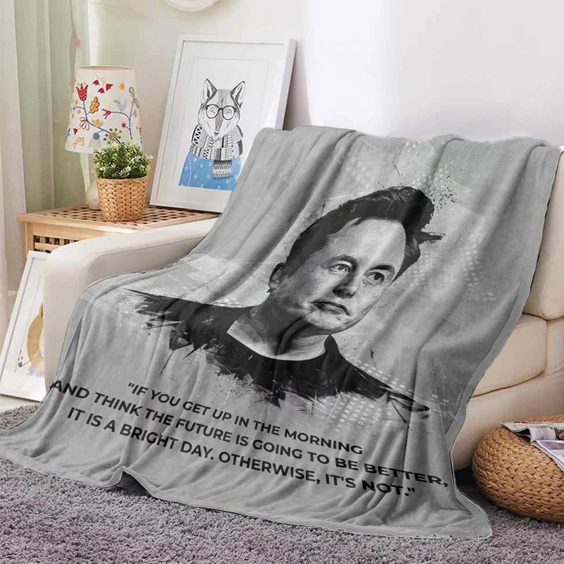 130x150cm Elon Musk American Flag Engineer Blanket Fashionable Printed Roundt Throw Blanket Bed Blanket Anti-Static Fuzzy Soft