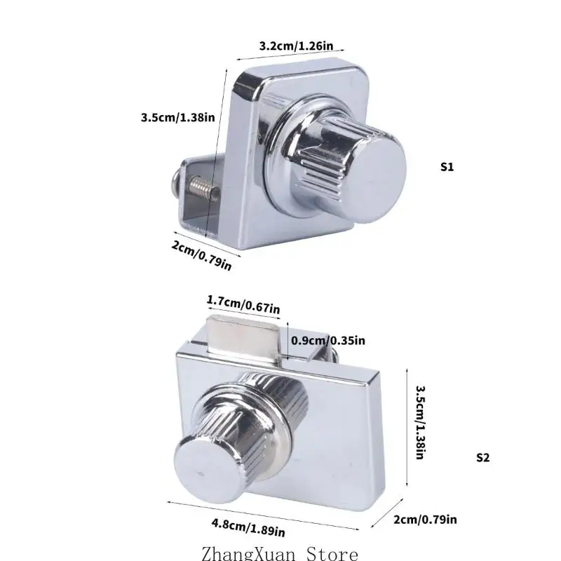 3XUF Glasschrank-Türschloss-Set ohne Bohren mit Drehknopf, Metall-Klemmbefestigung für Vitrinen und Weinschränke – Detail 6