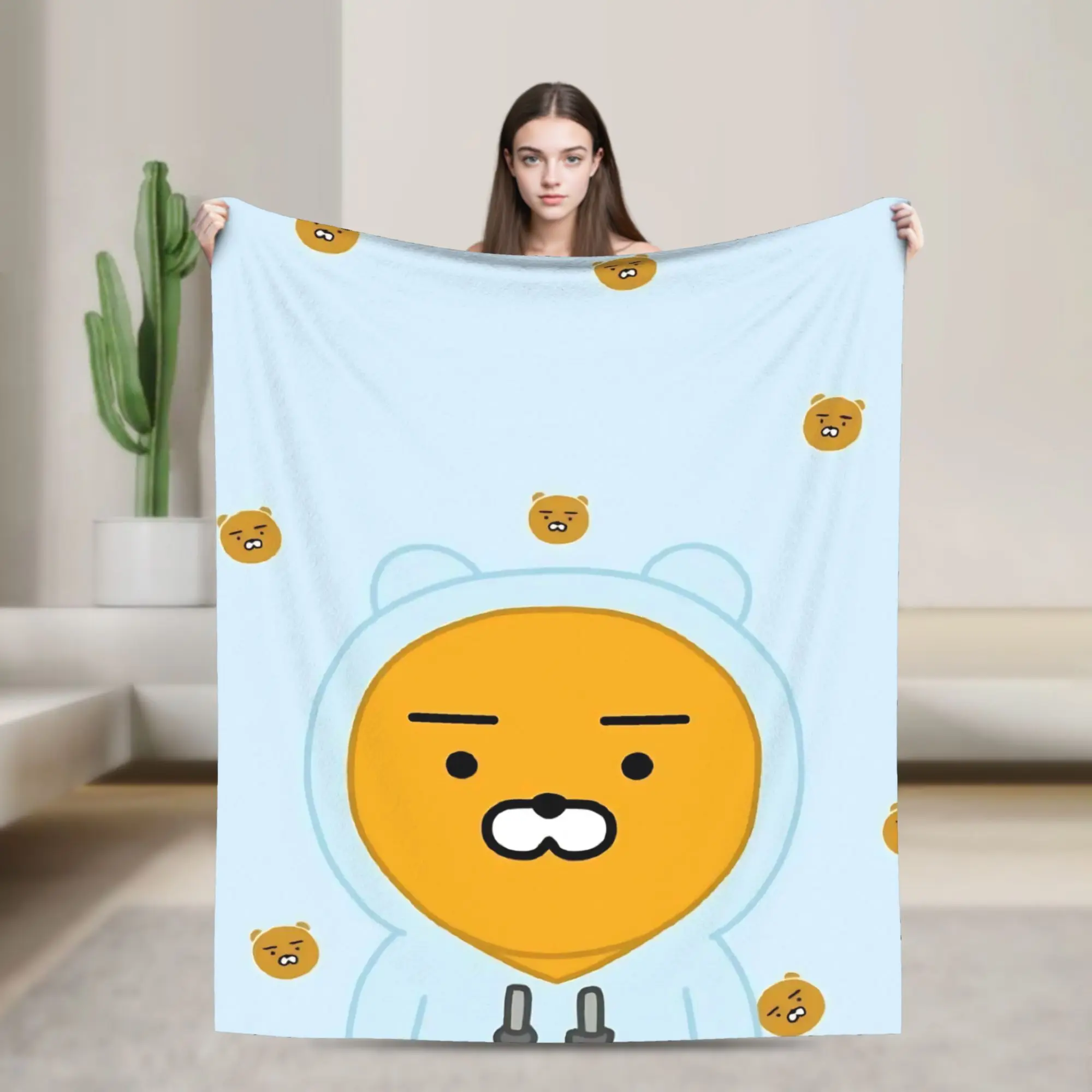K-Kakaos F-Friends Choonsik Peach Blankets Coral Fleece Plush Print  Portable Soft Throw Blankets for Bed Car Bedding Throws