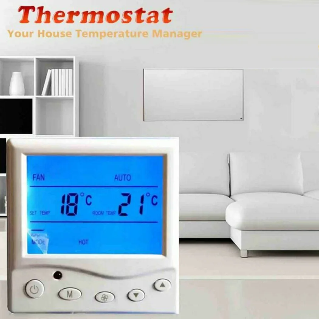 High Quality ABS Material Digital Thermostat LCD Programmable Wind Modes 4 Adjustable Heating Controller Thermostat 220V