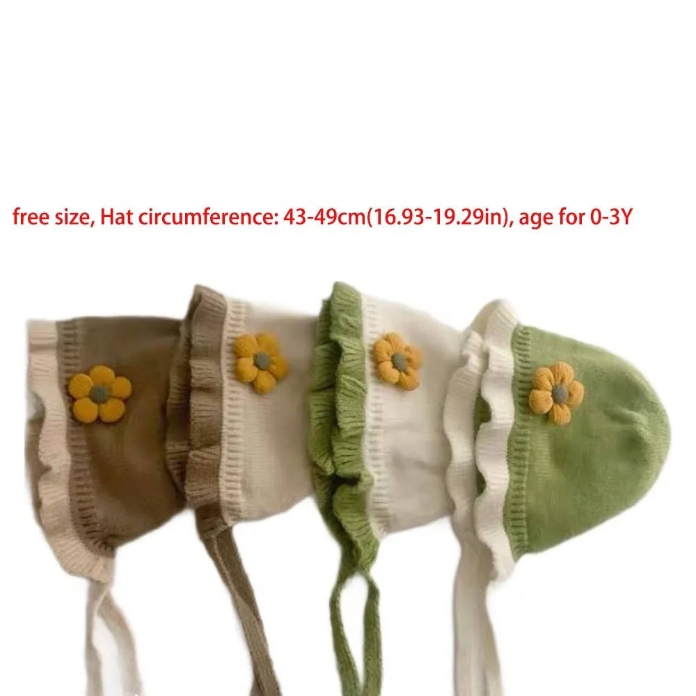 New Warm Lace Princess Hat Windproof Coldproof Ear Protection Hat Plush Knitted Cap Kids