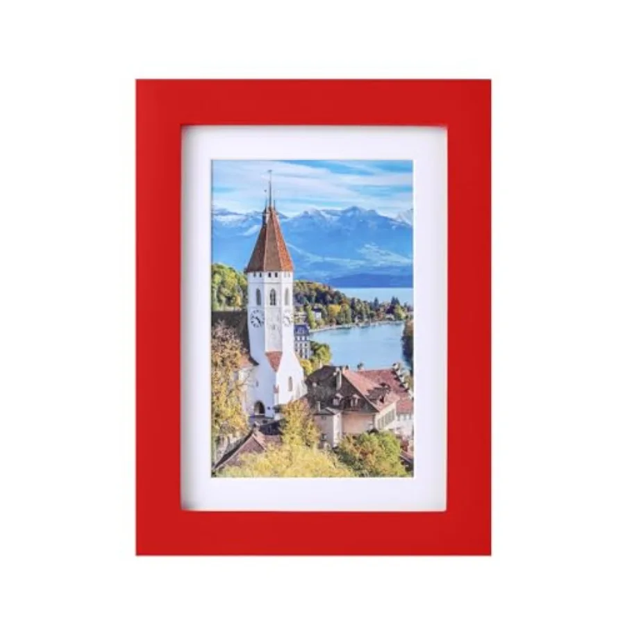 Picture Frame Made of Solid Wood Photo Frame with Shatter Resistant Plexiglass, Display Pictures with Mat or 5 x 7 Without Mat