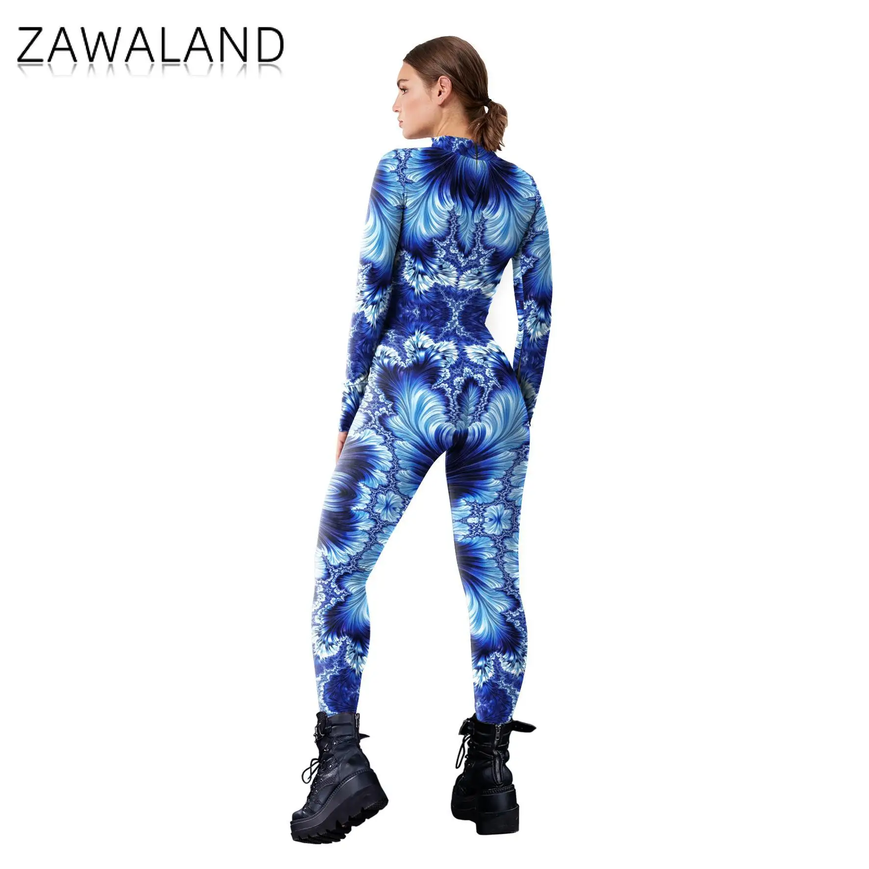 Zawaland-Costume de Cosplay Coloré pour Femme, Tenue de Festival, Catsuit artificiel astique Sexy, Zentai Imbibé, Vêtements de ixde Carnaval et de Vacances