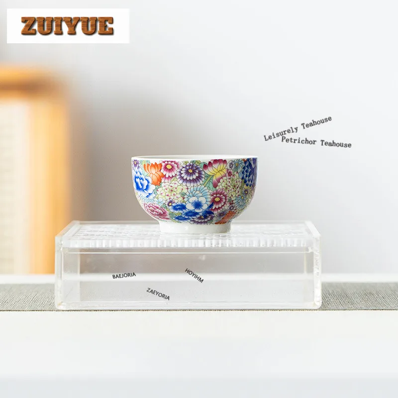100ml Farbige Emaille-Teetasse mit Blütenmotiv, Antike Teeschale, Wasserkrug, Persönliche Teeverkostungstasse, Jianzhan Meistertassen, Teezubehör