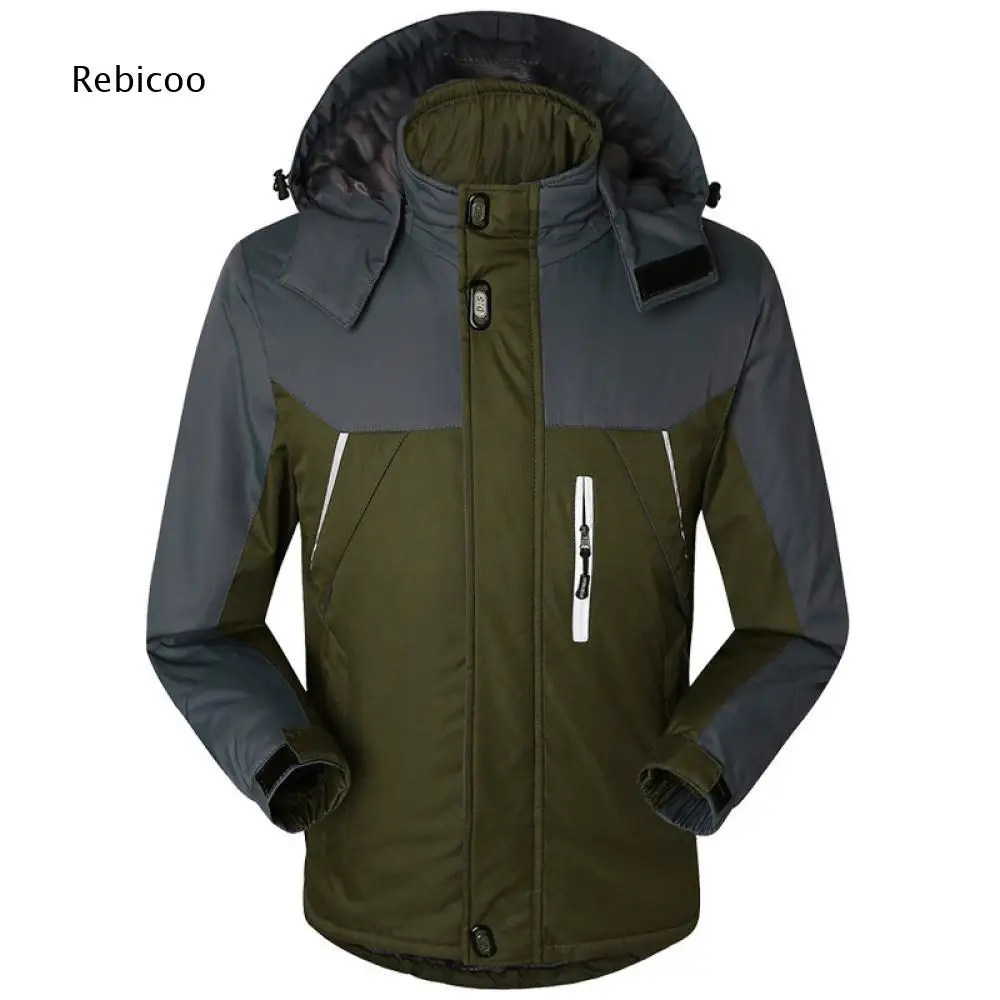Removable Hood Winter Jacket For Men Color Block Style Secure Zipper Pockets For Outdoor Hiking And Cold Day Daily Wearing