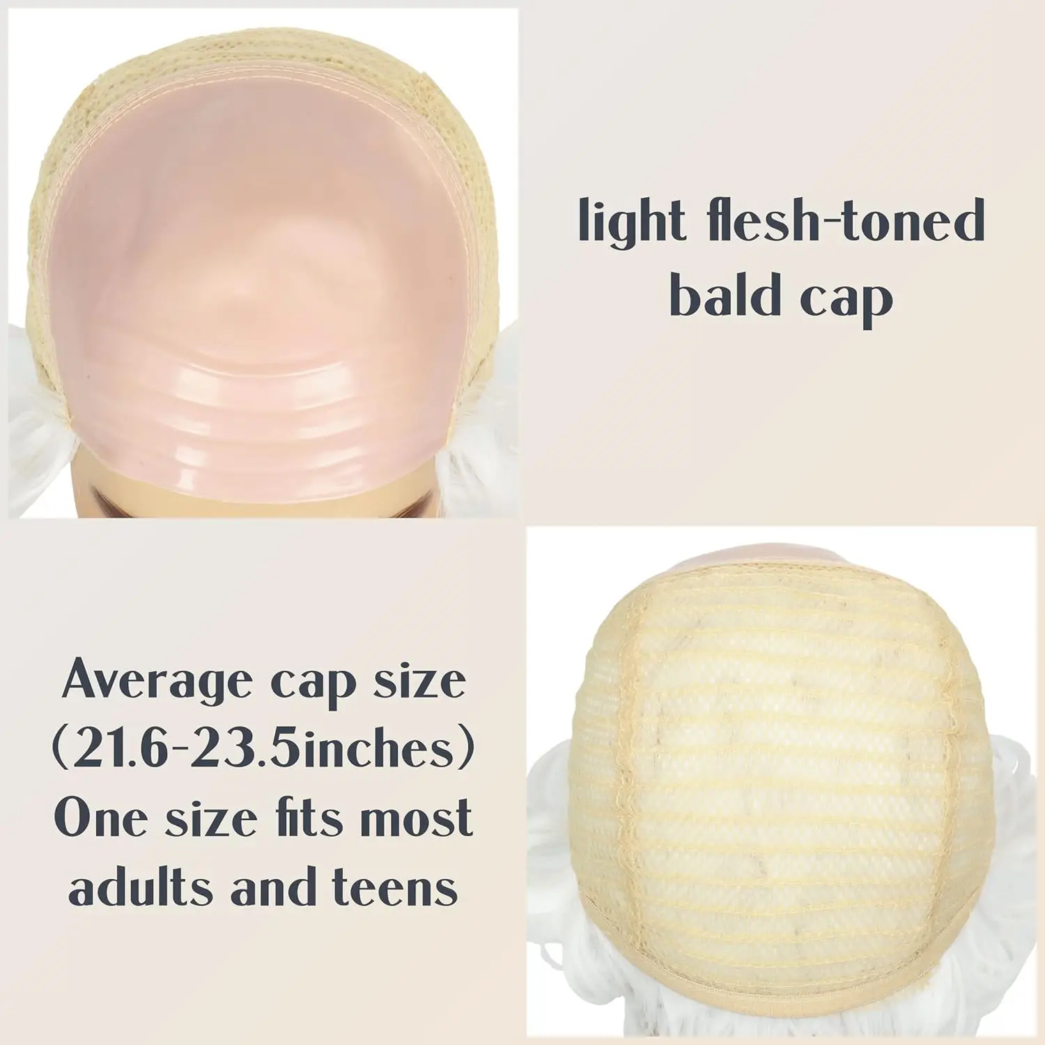 رجل يبلغ من العمر شعر مستعار قبعة أصلع بيضاء مع الشعر على الجانبين شعر مستعار أصلع الجد زي الهالوين التأثيري بيروكات صناعية #3