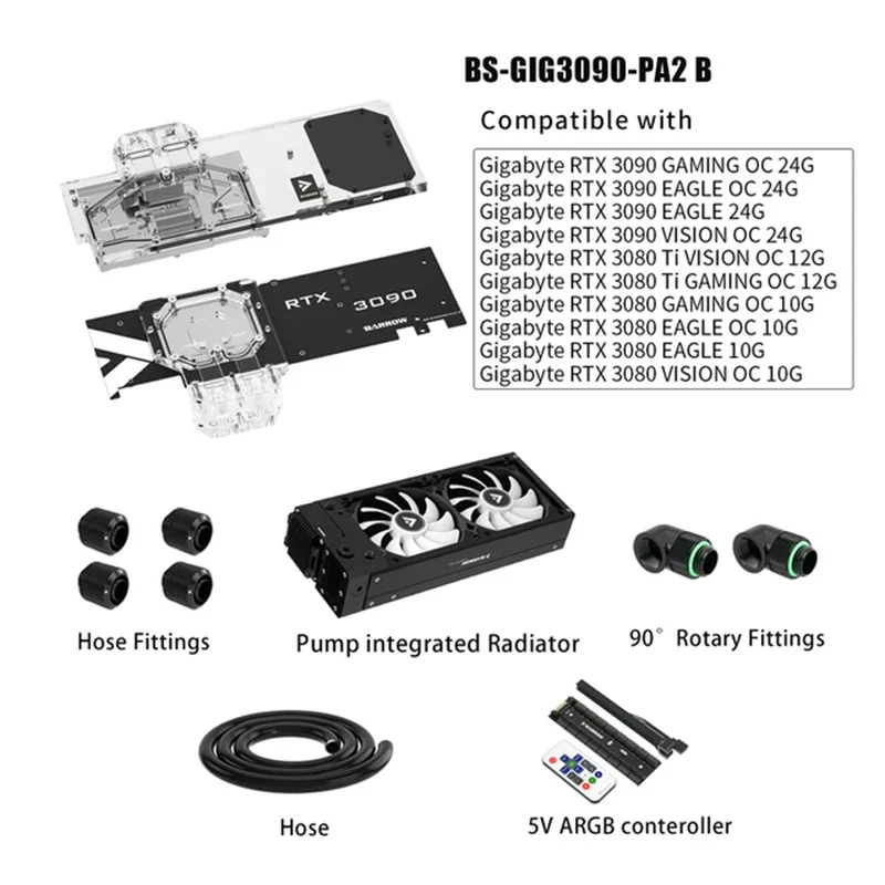 BARROW комплект водяного охлаждения интегрированный модуль 240/360 мм радиатор + 17 Вт ШИМ насос + вентилятор + блок сэндвич-графического процессора + фитинги мягкой трубки GCI-T1 /T2