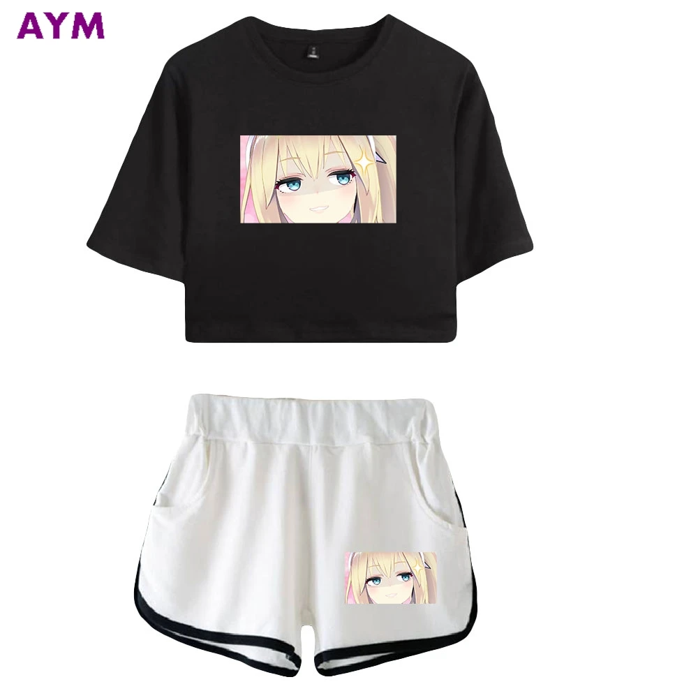 Fashion Cute Mirai Akari Two Piece Sets Shorts+short Sleeve T-shirt 2021 New Women Summer Youthful vitality Sets