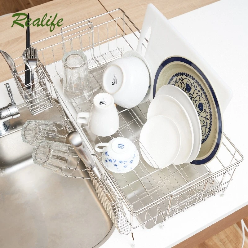 

Realife Simple 304 Stainless Steel Retractable Kitchen Drain Rack Bowl Rack Storage Rack Dish Drain Basket Sink Storage Rack New