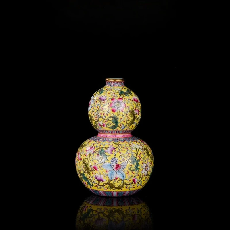 

Ceramic handmade gourd vase antique Chinese porcelain vase TV cabinet study ornament jewelry