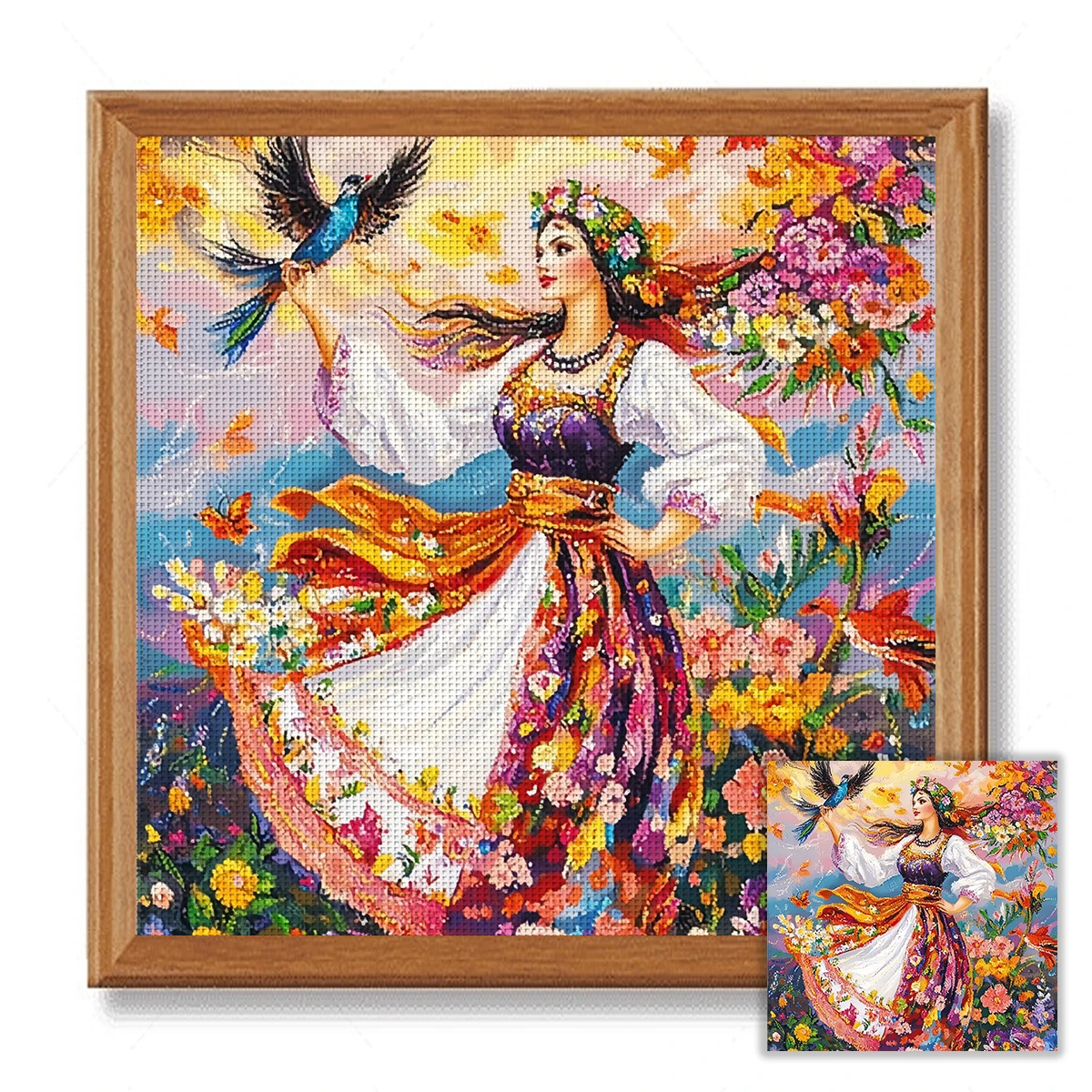1 Set of 40x40cm-15.7x15.7-inch 11CT/14CT Printed Fabric Cross Stitch DIY Kit, Large Size, Gift Set