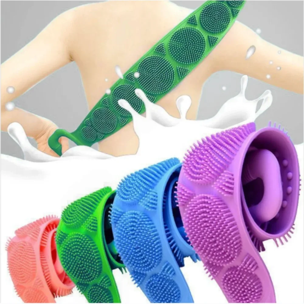 Double Sided Silicone Bath Towel Body Cleansing Back Rubbing Strips Massage Exfoliating Sponge Deep Clean Shower Accessories