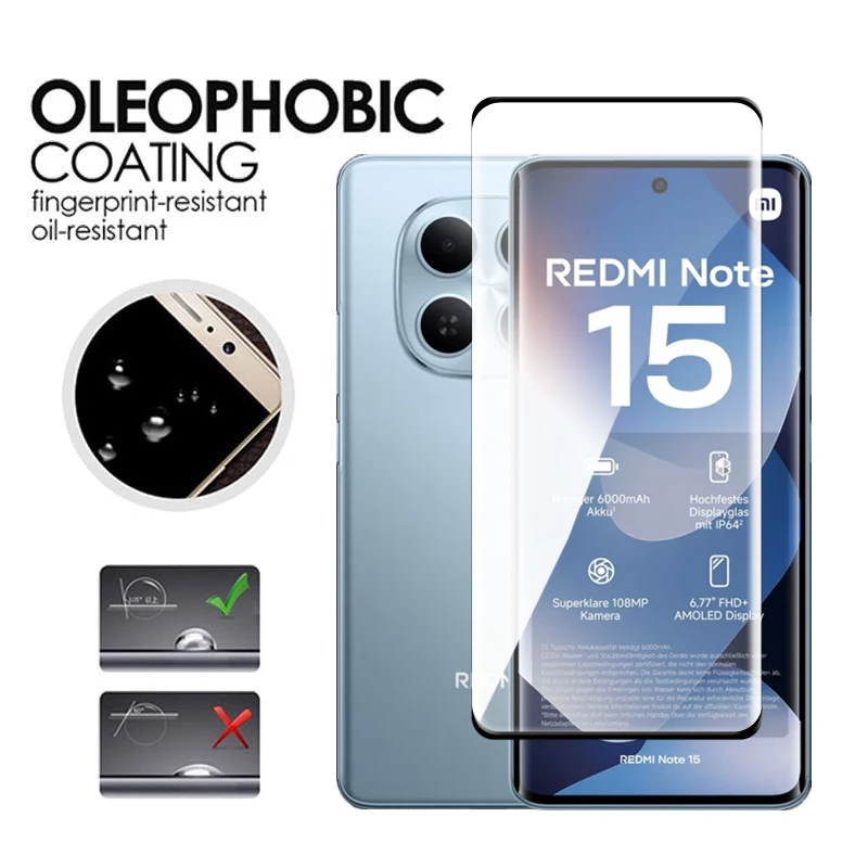 Für Redmi Hinweis 15 4G Glas Für Redmi Hinweis 15 4G 5G Globale Gehärtetem Glas 3D gebogene Screen Protector Für Redmi Hinweis 15 Objektiv Film – Detail 6