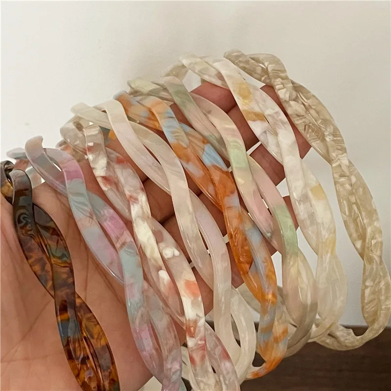 New Arrival Simple Hand Cross Braid Hair Headband Fashion Magic Color Acetic Acid Hair Band For Elegant Woman Girls