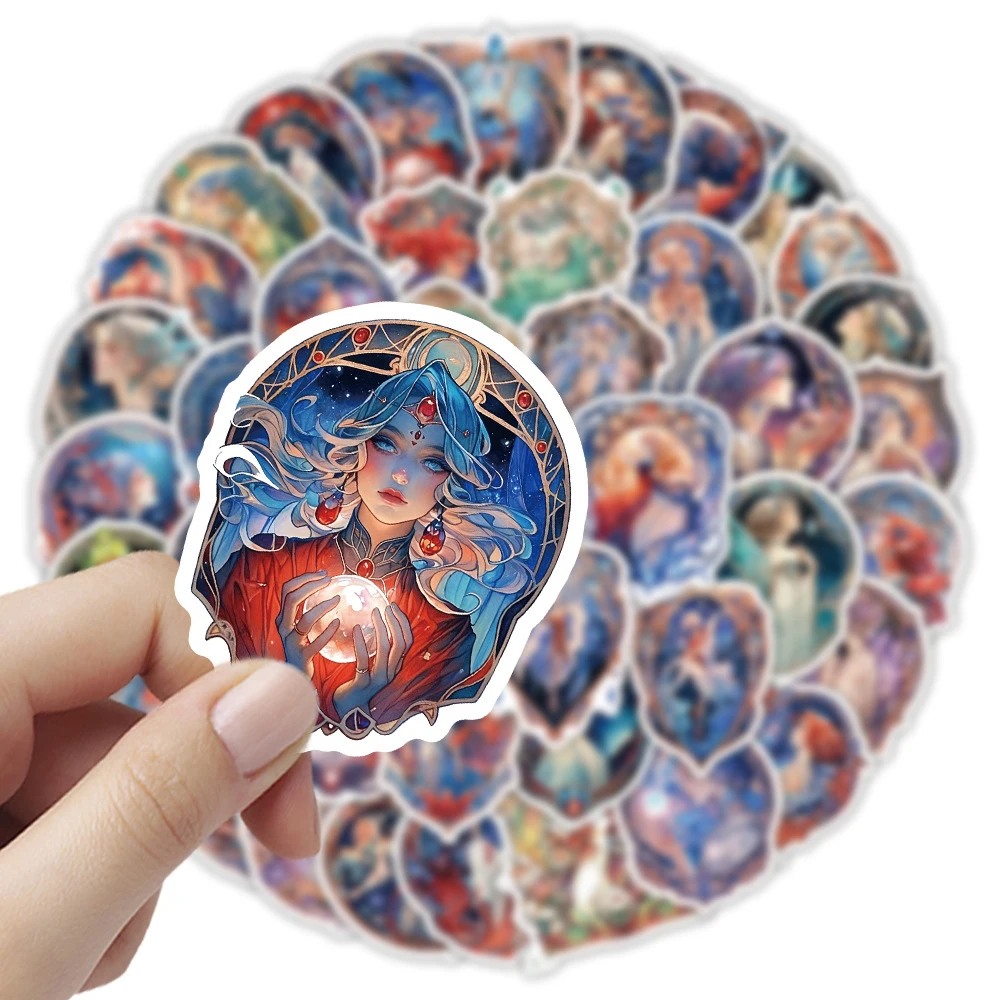 10/30/50pcs Kawaii Anime Aesthetic Crystal Girl Stickers Cartoon Decals DIY Notebook Guitar Motorcycle Cute Graffiti Sticker Toy