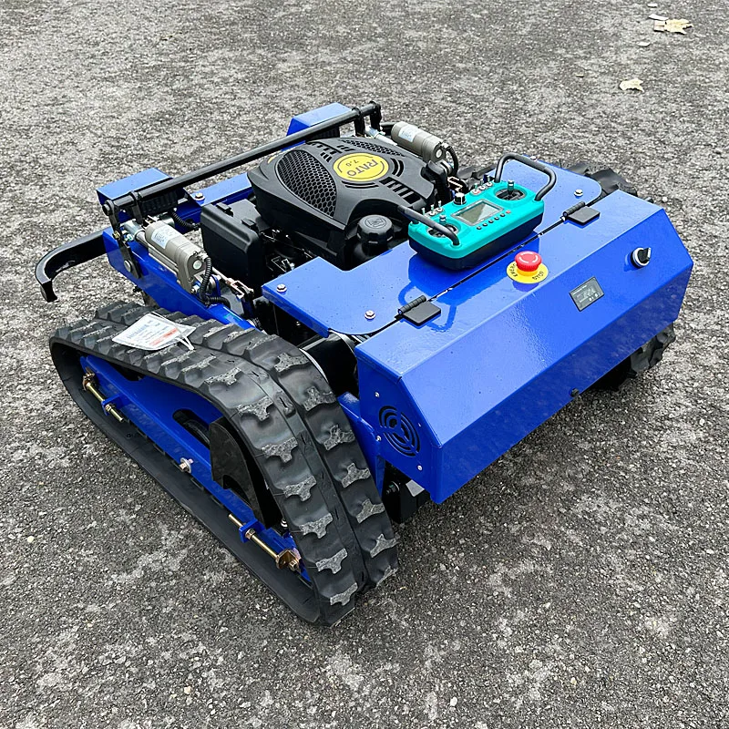 

Customizable all-season multi-functional tracked lawnmower with snowplow, CE certified all-terrain remote start and stop.