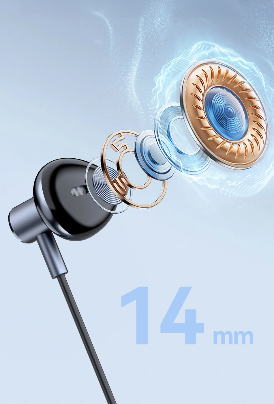 Rocoren USB Typ C Wired Kopfhörer In Ear Mit Mikrofon Stereo Ohrhörer Sport In-line Steuerung Für Xiaomi Samsung Wired Headset – Detail 9