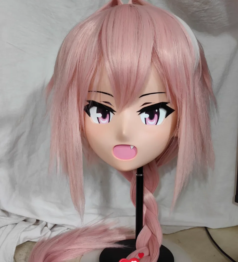 

(GLb0310)Customize Character Female Girl Resin Half Head Crossdress Cosplay Japanese Anime Role Kigurumi Mask With Eyes And Wig