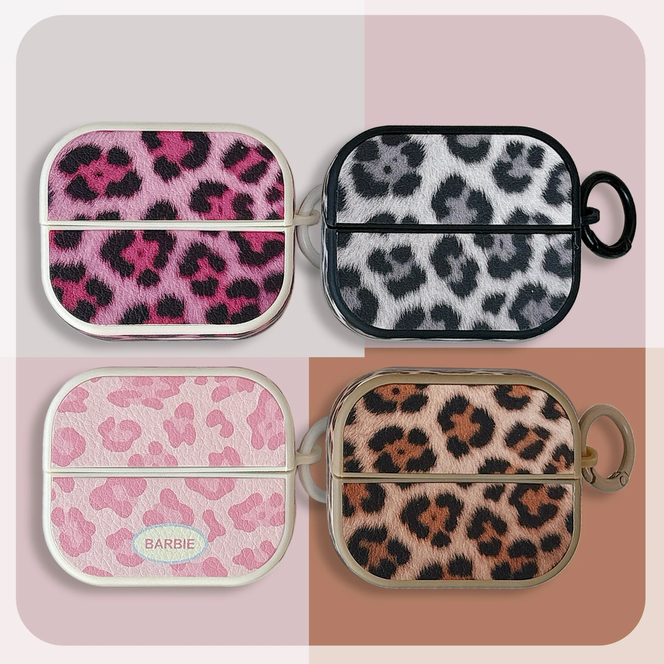 Leopard Print Earphone Case For Samsung Galaxy Buds 3 / Buds 3 Pro Protective Cover With Keychain Shockproof Anti-Scratch Shell