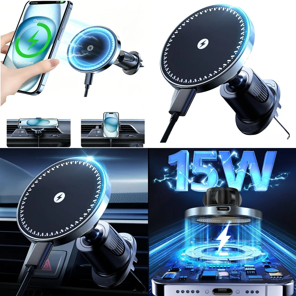 2026 New Consumer Electronics Trending Wireless Charger Air Vent Magnetic Car Mobile Phone Holder Adapters Car Mount Bracket
